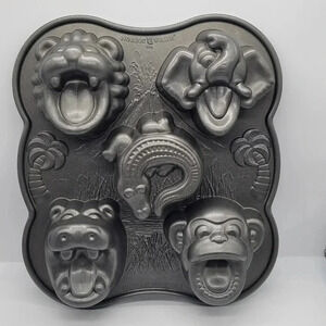 Nordic Ware Hungry Animals Cake Mold Hippo Monkey Lion Cast Aluminum Nordicware